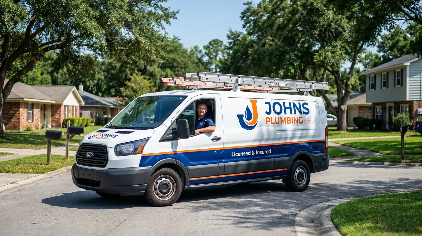 Johns Plumbing LLC service van in Bainbridge, PA