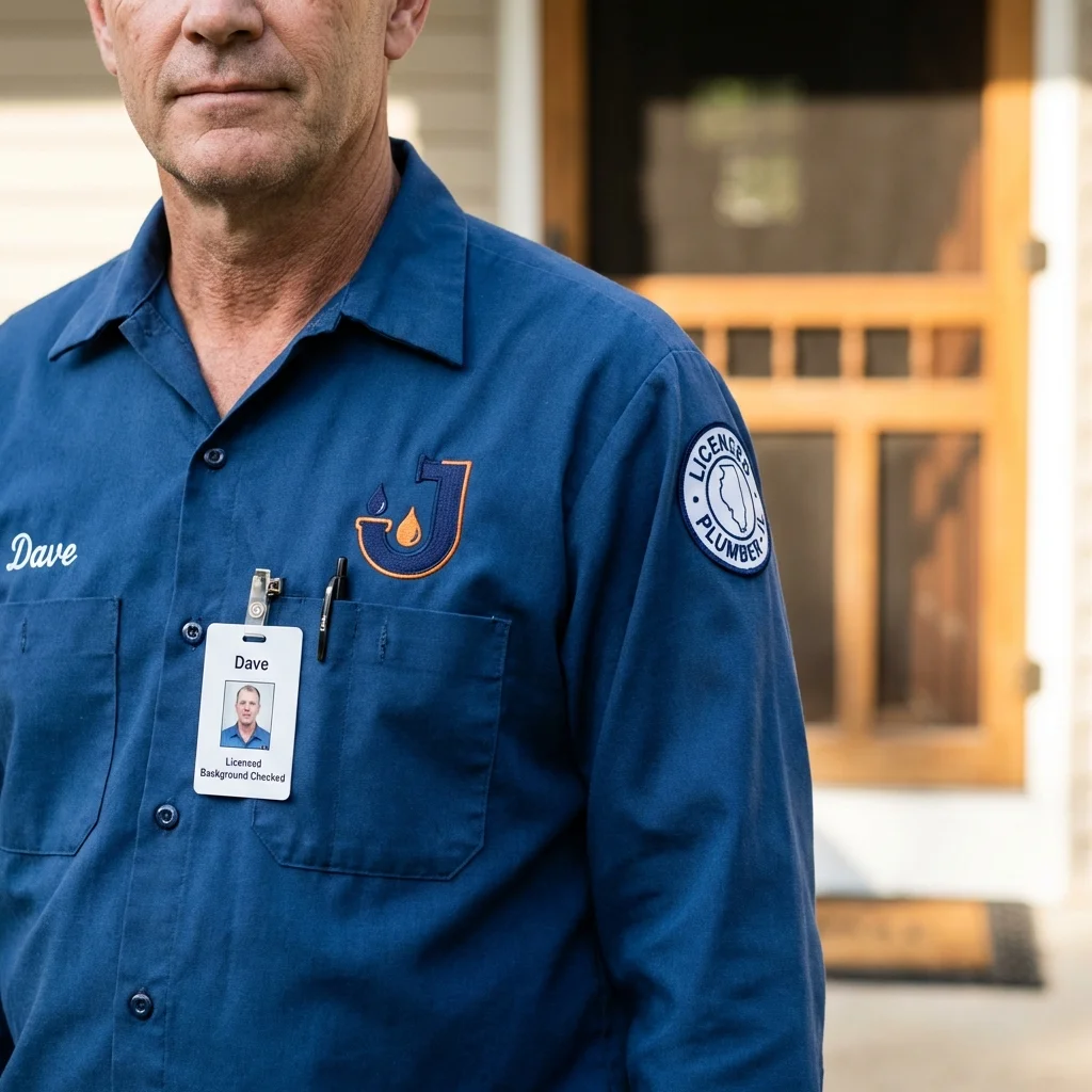 Licensed plumber showing ID badge in Bainbridge, PA