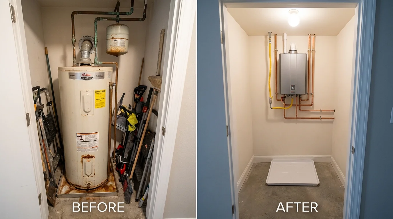Tank water heater versus wall-mounted tankless unit comparison for Bainbridge, PA homeowners